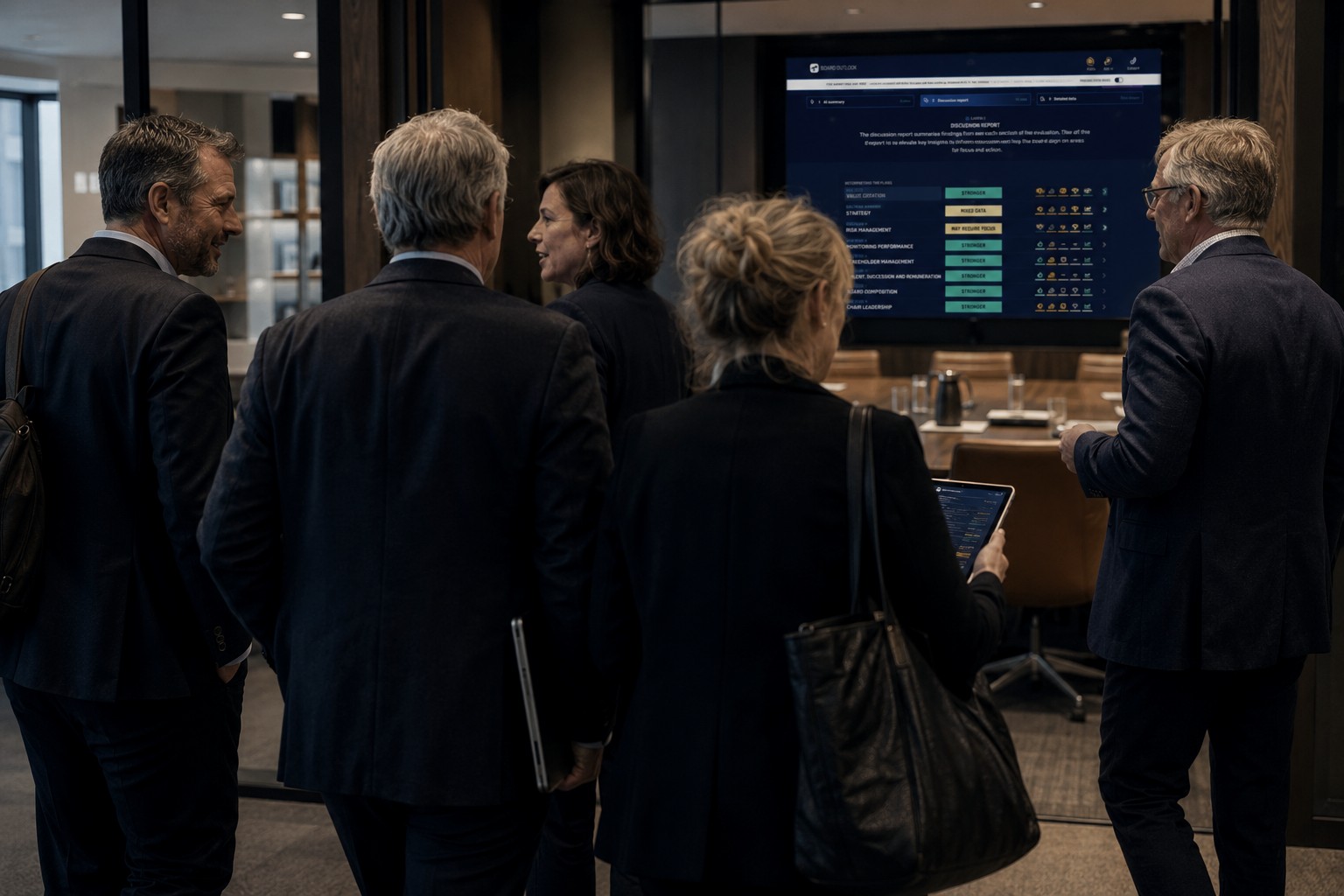 A CPO walking executives through the bench view